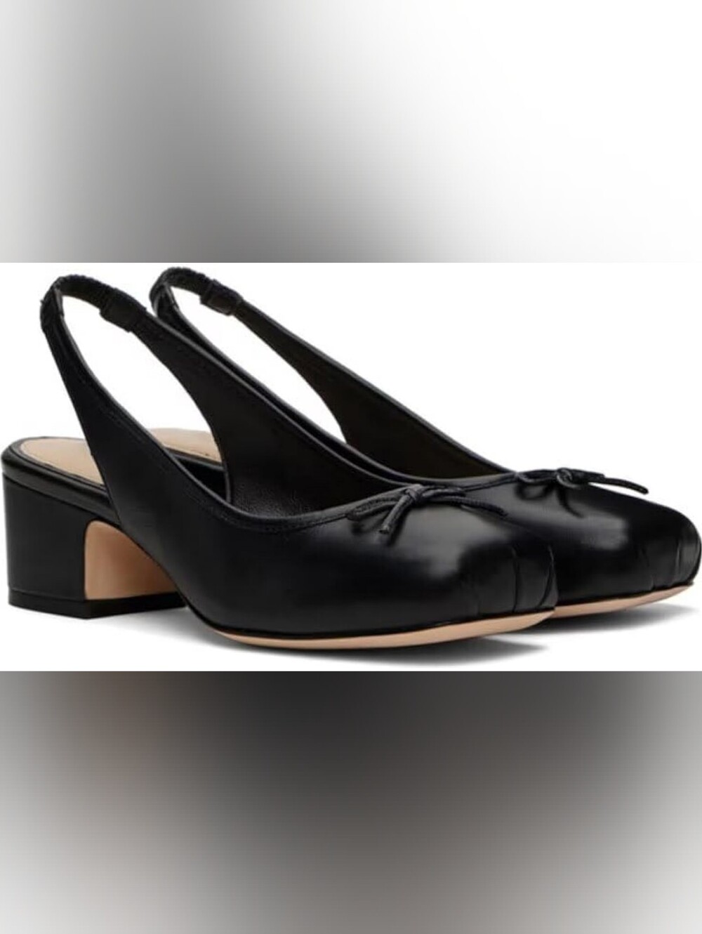 Classic Black Slingback Square Toe Ballerina Block Heel Women's Pump Ballet 5.5